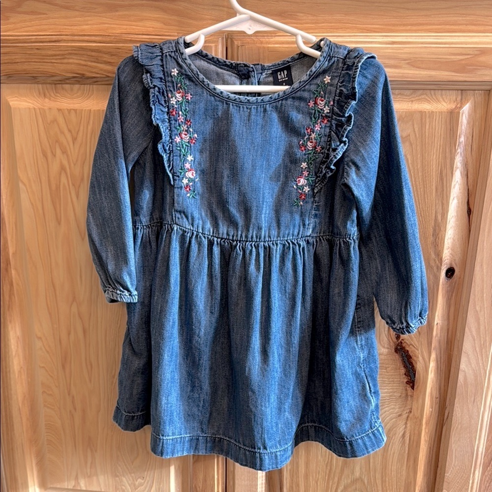 GAP Denim Dress with Floral Embroidery